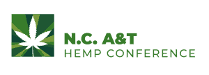 A vibrant logo for the NC A&T Hemp Conference featuring a stylized cannabis leaf.