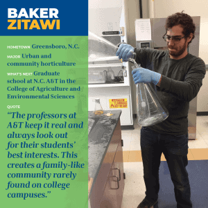 Student conducting laboratory experiment in environmental science at N.C. A&T.