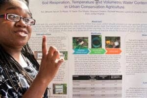 Soil respiration research presentation at urban conservation agriculture conference.