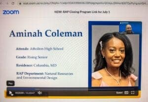 Portrait of Aminah Coleman, high school senior from Atholton High School in Maryland.