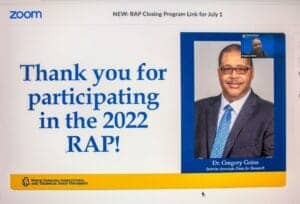 "Thank you for participating in the 2022 RAP event with Dr. Gregory Goins, North Carolina Agricultur.