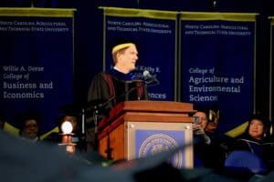 Graduation speaker at North Carolina Agricultural and Technical State University ceremony.