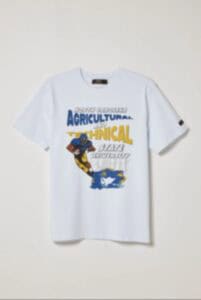 Agricultural-themed graphic T-shirt with colorful design and text for casual wear.
