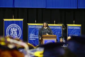 Graduation ceremony at North Carolina Agricultural and Technical State University with graduates in.