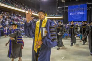 Graduation ceremony at North Carolina Agricultural and Technical State University, featuring graduat.