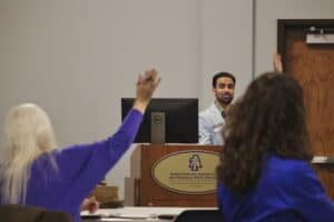 Engaged audience in classroom during lecture at North Carolina Agricultural and Technical State Univ.